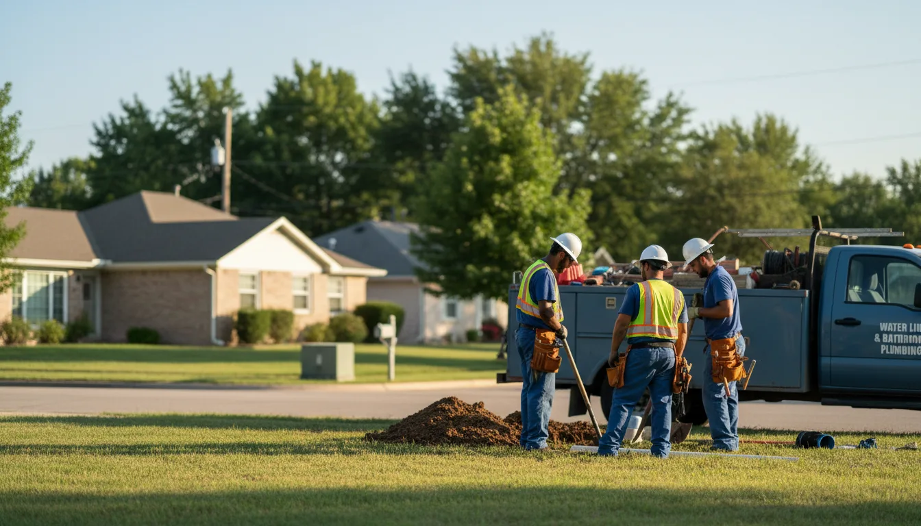 Residential water line and bathroom plumbing service in Byars, OK